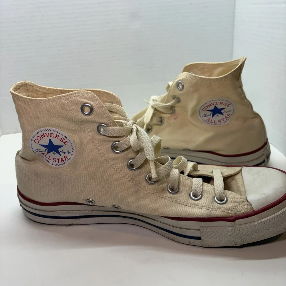 Vintage Converse Mens 10 Wo 12 White Faded Y2K Lace Grunge High Top Chuck Taylor - Picture 6 of 11